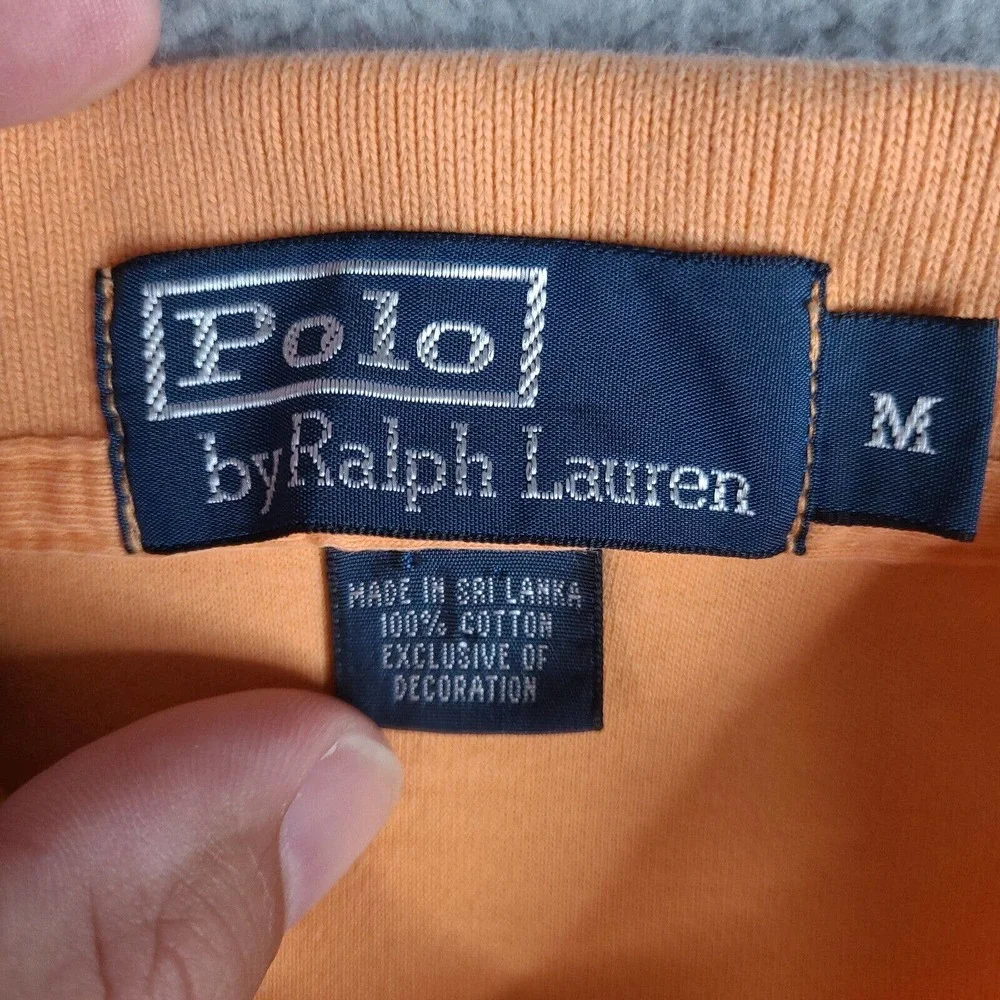 Polo Ralph Lauren Polo Shirt‎ Mens Medium Orange Pony Cotton Rugby